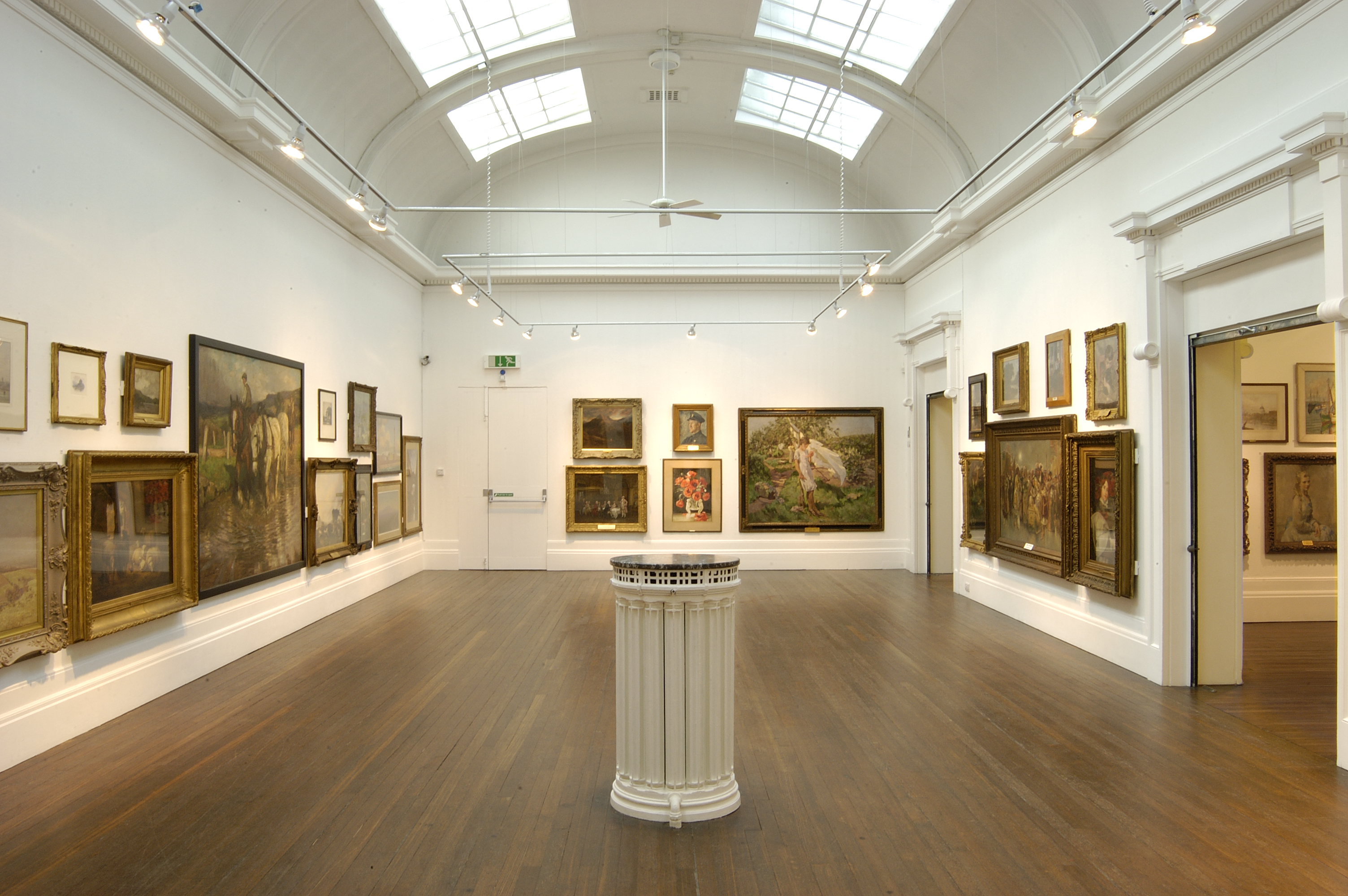 Artworks from The Grundy Art Gallery’s permanent collection. The selection of paintings are displayed in salon fashion, hanging as many works as possible on the available wall space. The works were included in the exhibition The Grundy Salon.